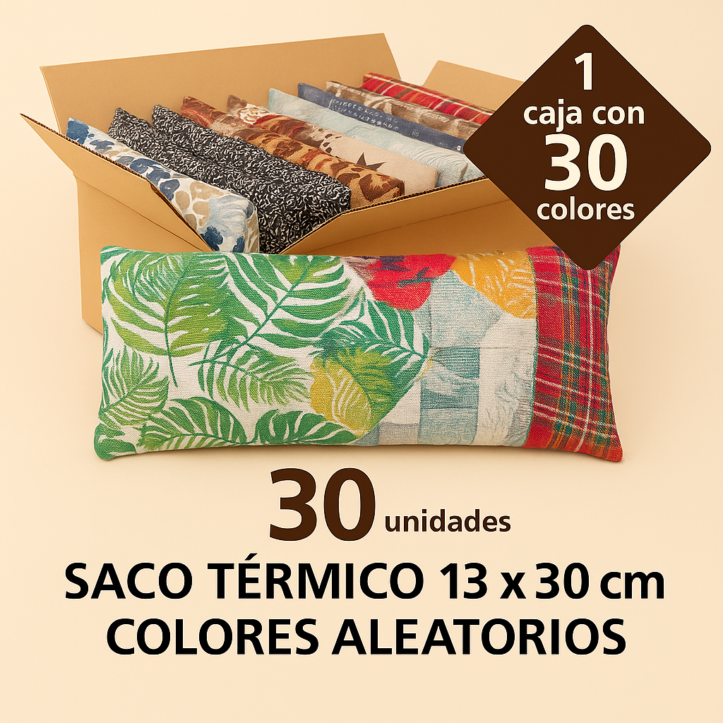 Saco térmico mediano 13 x 30 cm - Caja de 30 und. colores aleatorios